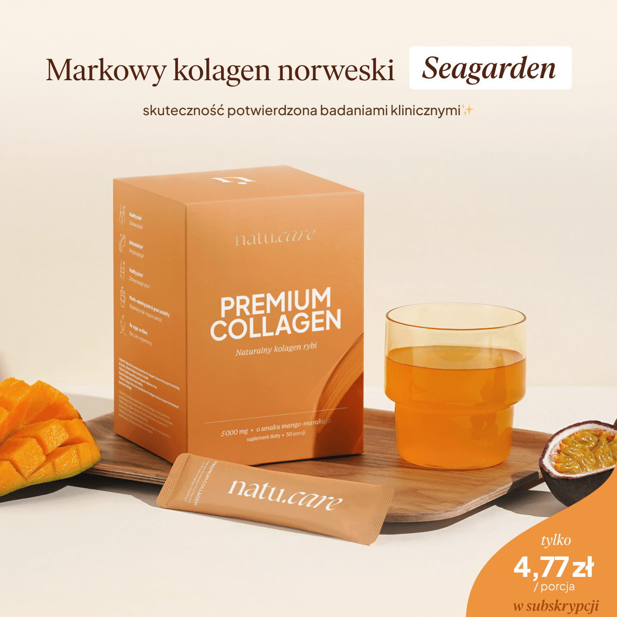 Kolagen Premium 5000 mg, mango-marakuja: tester 3 saszetki