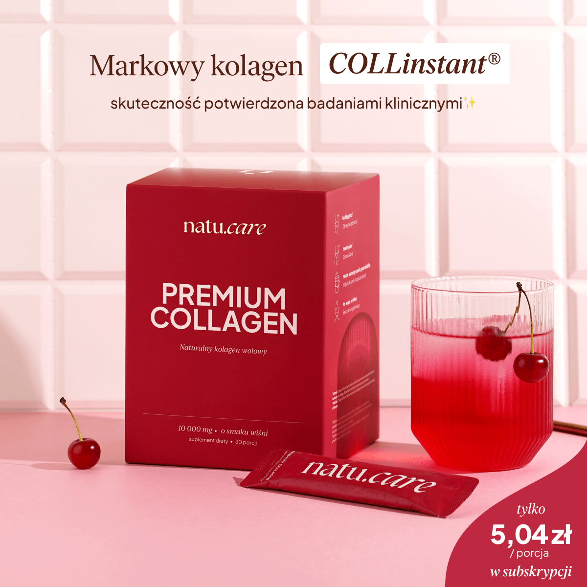 Kolagen Premium Sport 10000 mg, wiśnia