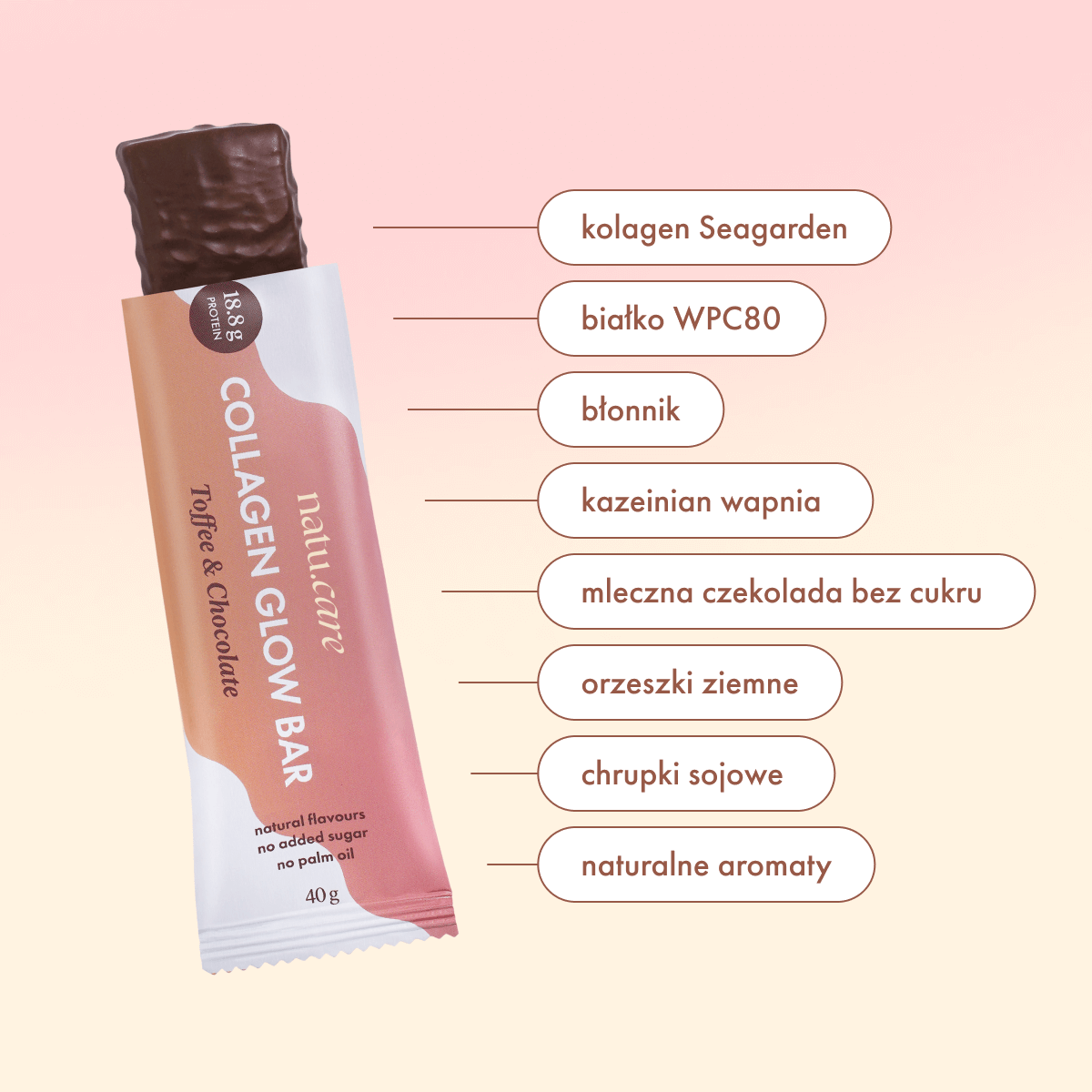 Collagen Glow Bar, baton o smaku toffi