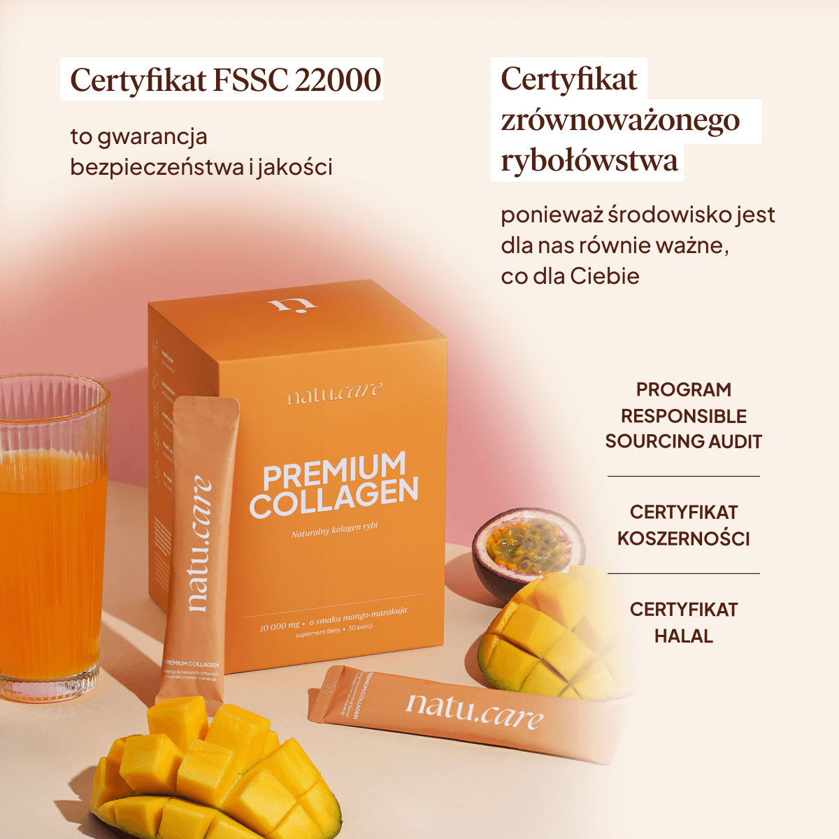 Kolagen Premium 10000 mg, mango-marakuja