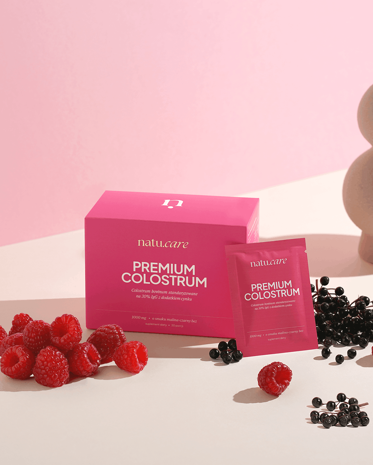 Premium Colostrum, malina-czarny bez