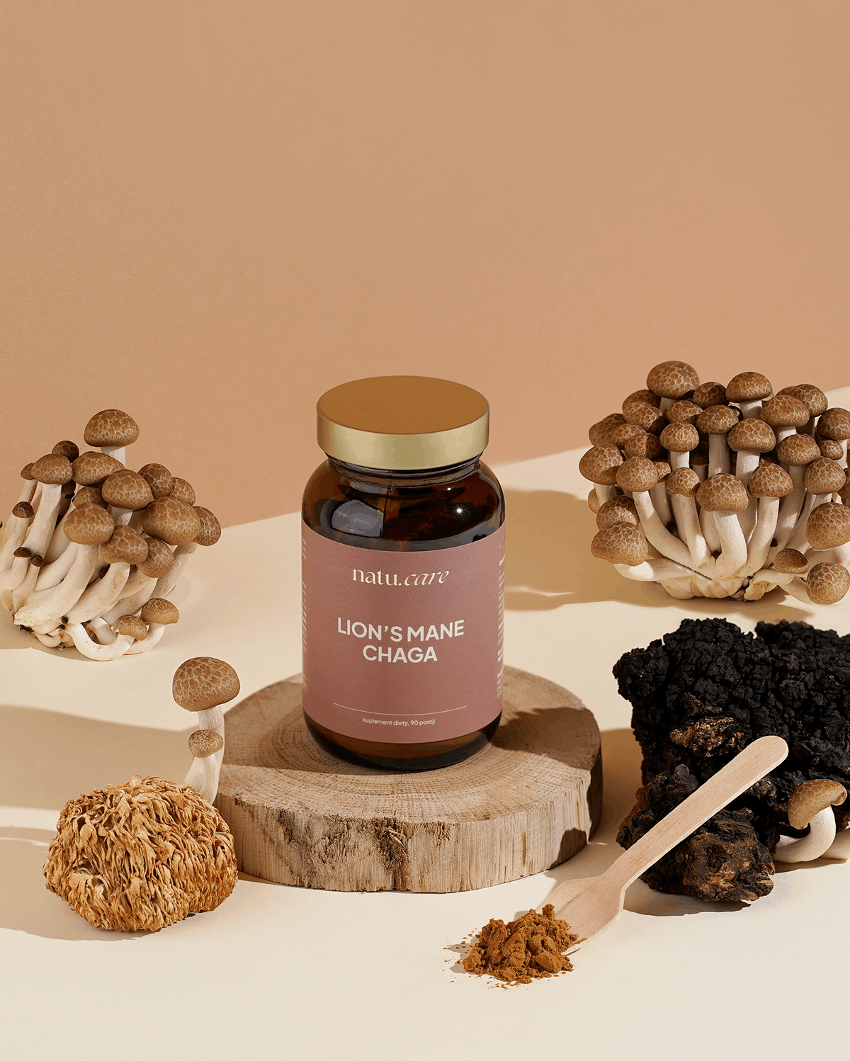 Adaptogeny: Lion's Mane + Chaga, soplówka jeżowata
