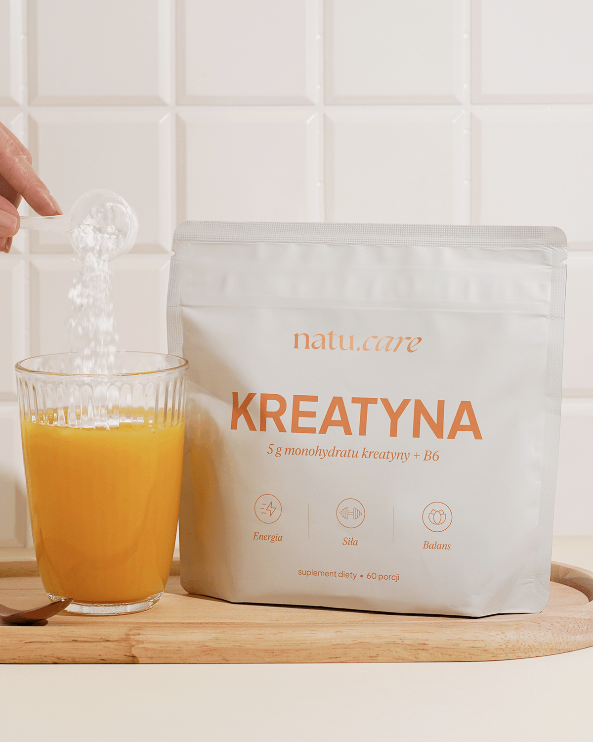 Kreatyna Monohydrat + B6, 5g, bezsmakowa - 4 miesięczna kuracja