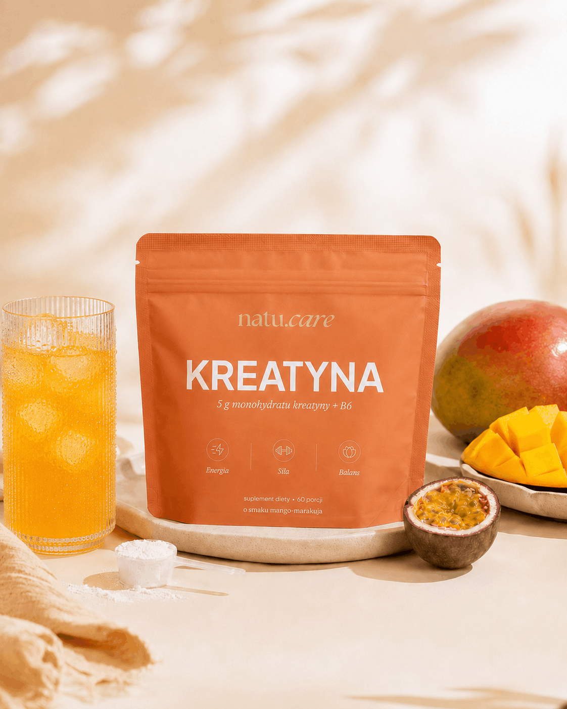 Kreatyna Monohydrat + B6, 5g, mango-marakuja