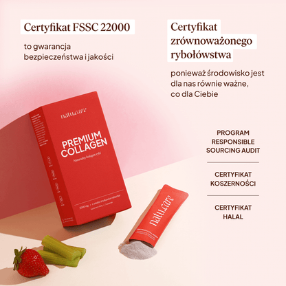 Kolagen Premium 5000 mg, truskawka-rabarbar: 7 saszetek