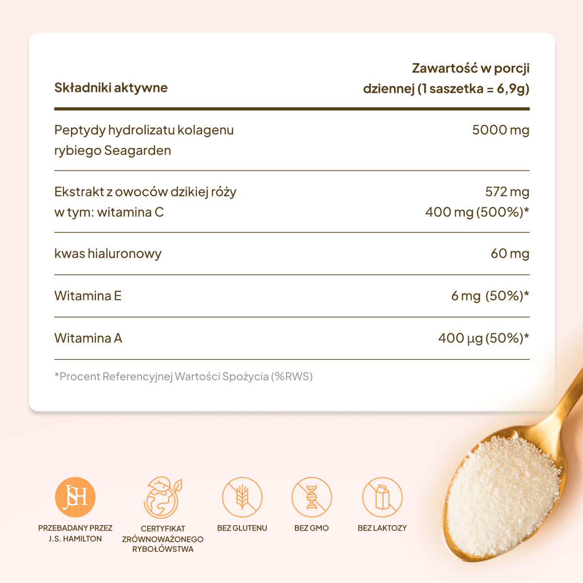 Kolagen Premium 5000 mg, truskawka-rabarbar: 7 saszetek