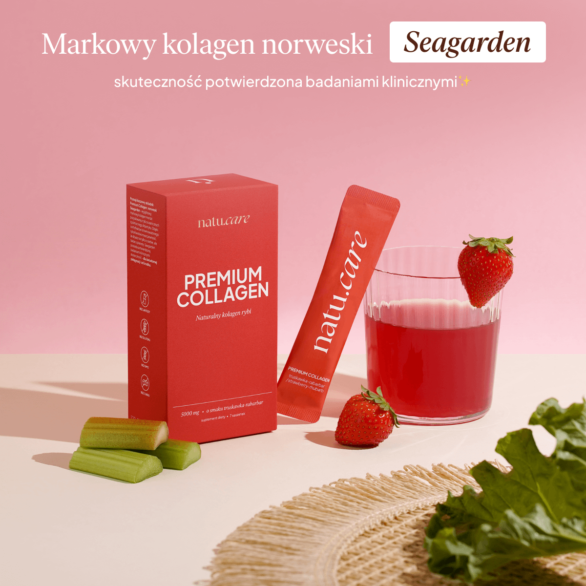 Kolagen Premium 5000 mg, truskawka-rabarbar: 7 saszetek