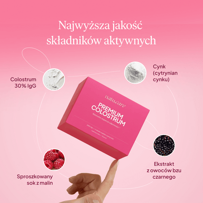 Premium Colostrum, malina-czarny bez