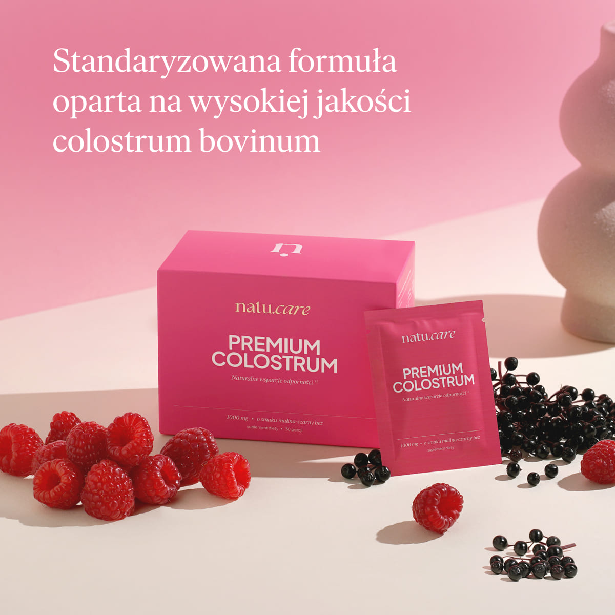 Premium Colostrum, malina-czarny bez