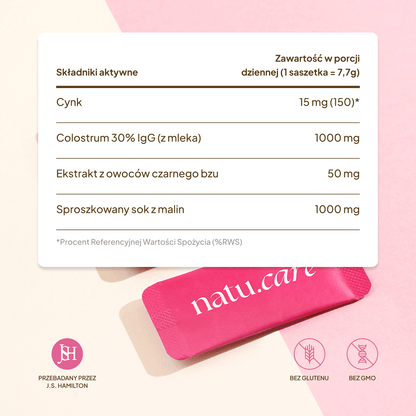 Premium Colostrum, malina-czarny bez