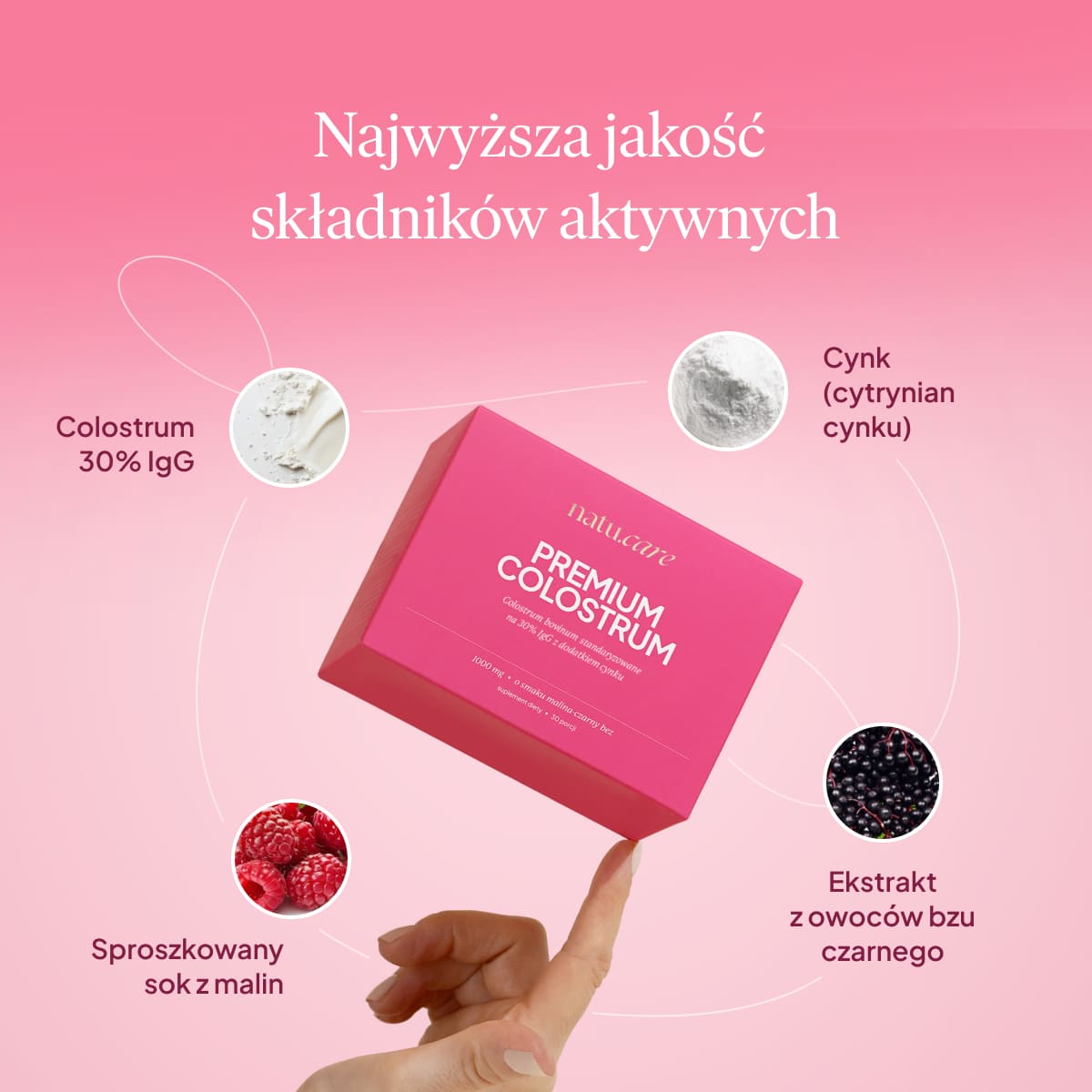 Premium Colostrum, malina-czarny bez