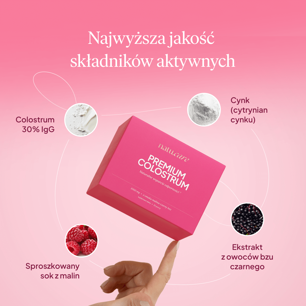 Premium Colostrum, malina-czarny bez - 3 miesięczna kuracja