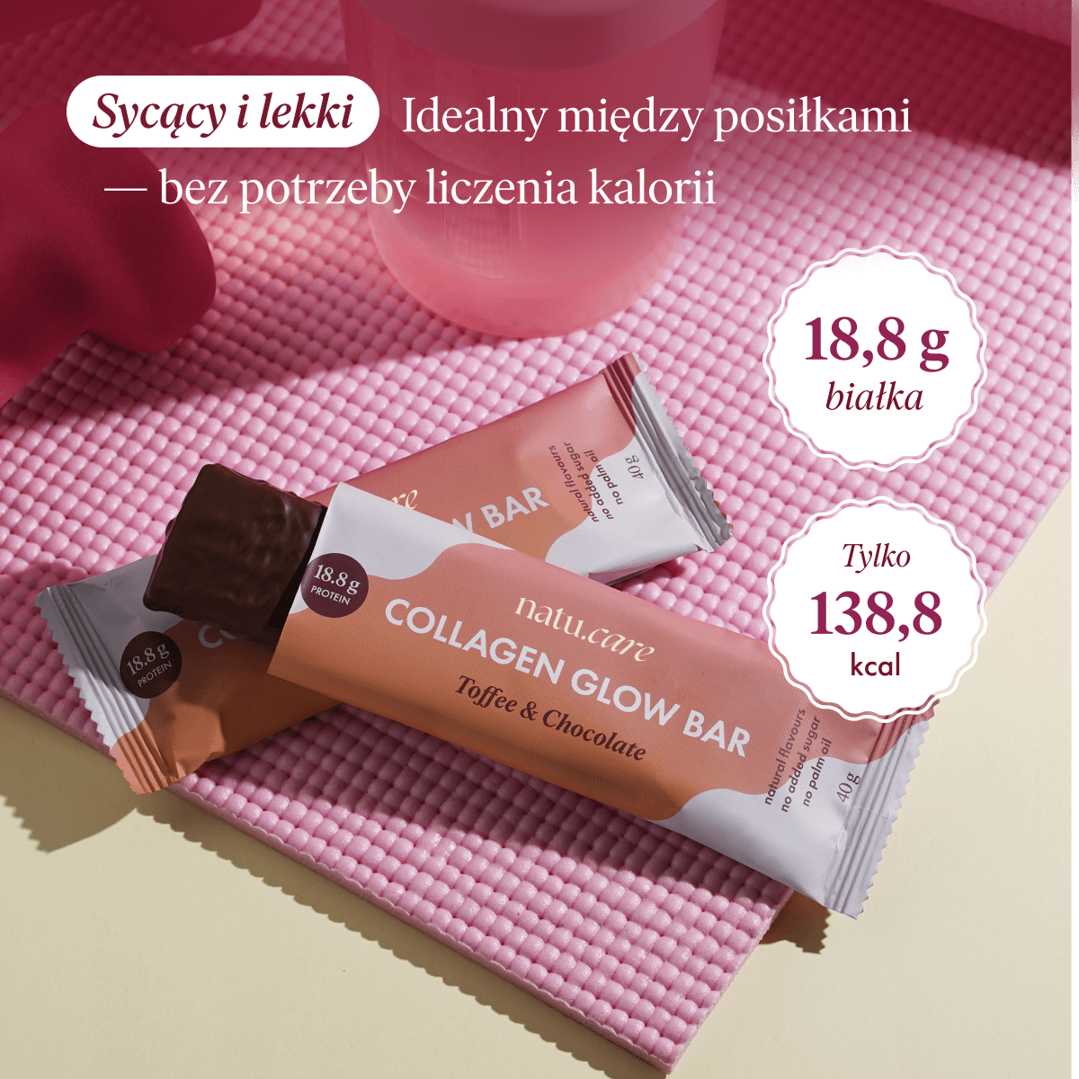 Collagen Glow Bar, baton o smaku toffi