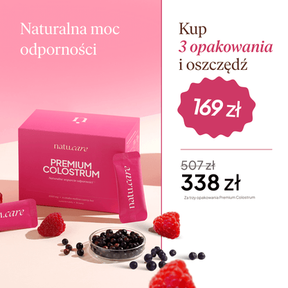 Premium Colostrum, malina-czarny bez - 3 miesięczna kuracja