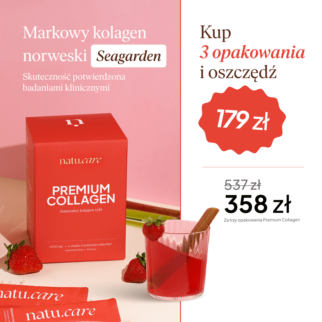Kolagen Premium 5000 mg, truskawka-rabarbar - 3 miesięczna kuracja