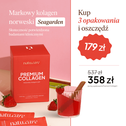 Kolagen Premium 5000 mg, truskawka-rabarbar - 3 miesięczna kuracja