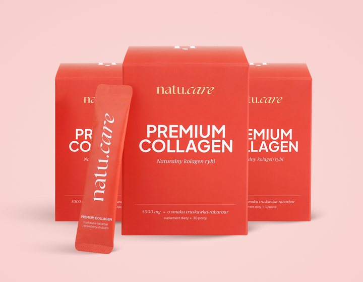 Kolagen Premium 5000 mg, truskawka-rabarbar - 3 miesięczna kuracja