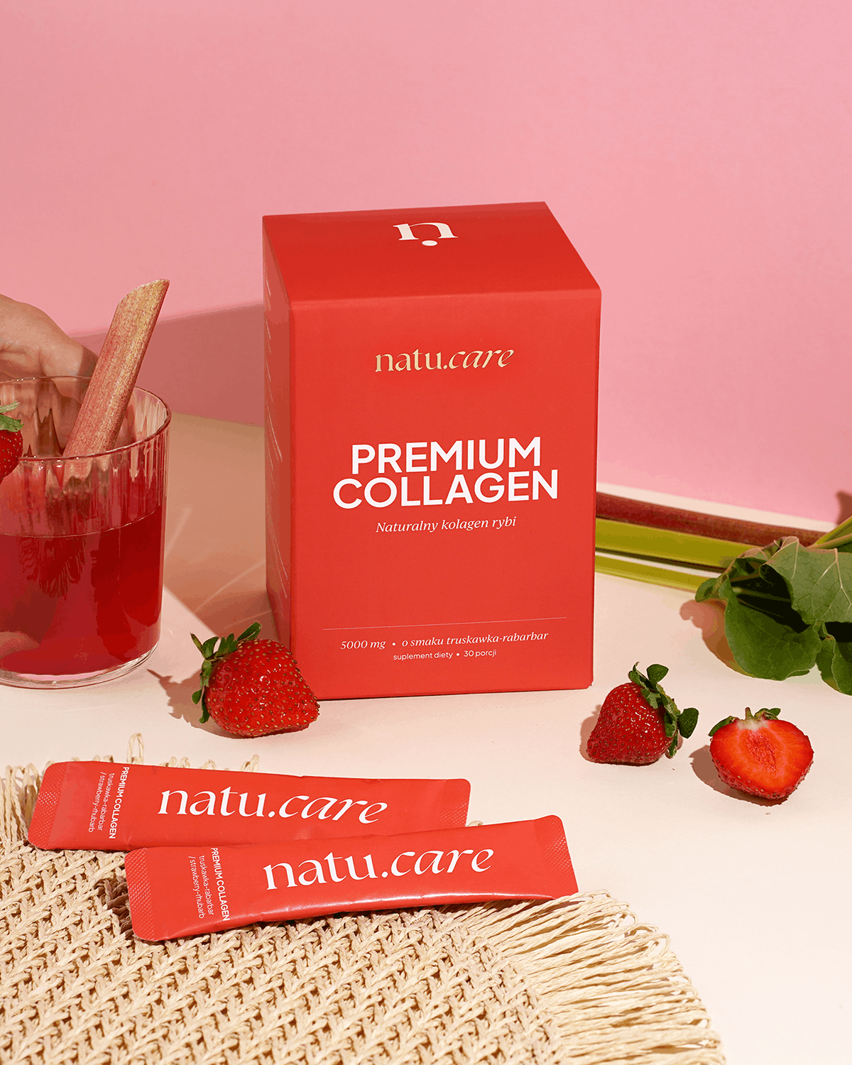 Kolagen Premium 5000 mg, truskawka-rabarbar