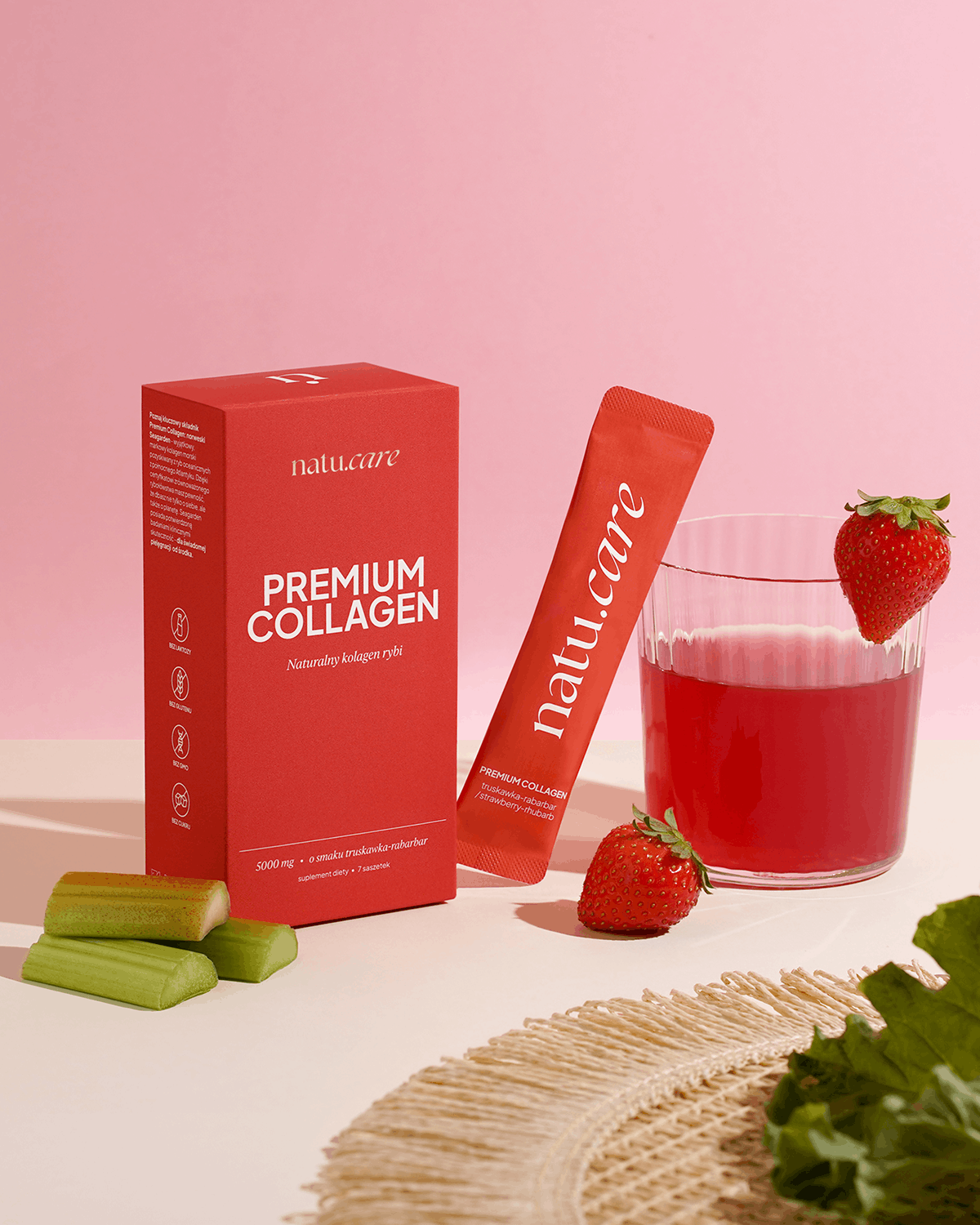 Kolagen Premium 5000 mg, truskawka-rabarbar: Minipak