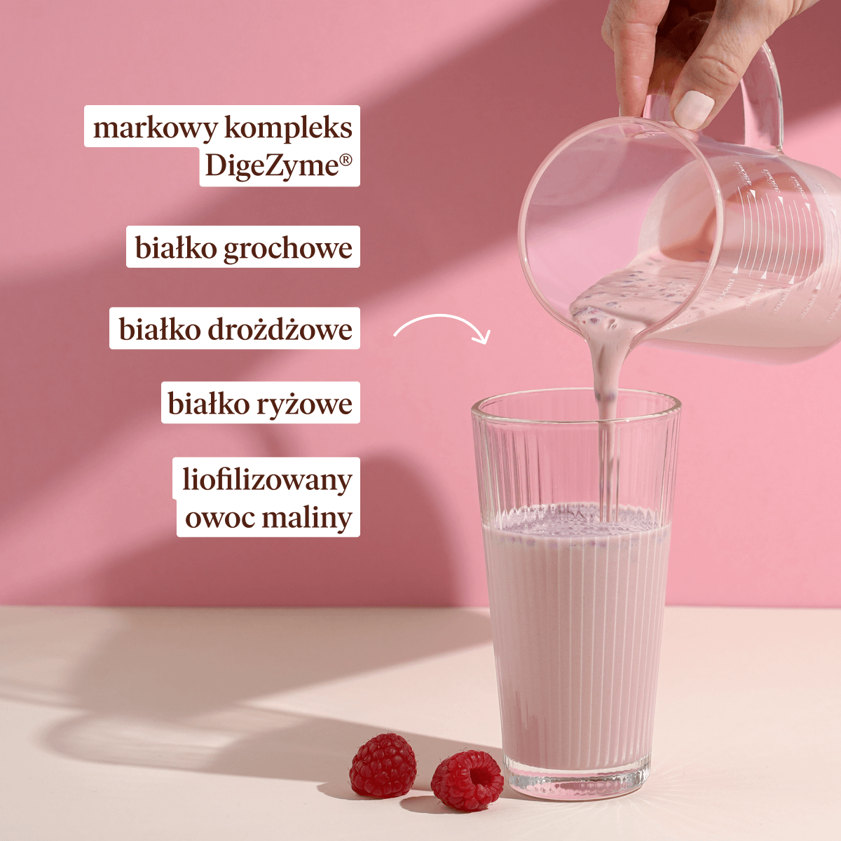 Białko Wegańskie, biała czekolada - malina